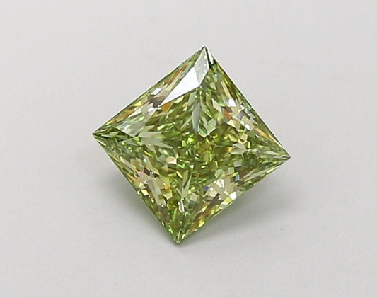 Lab-Grown Princess Diamond - 1.01 Carats, Fancy Vivid Green Color, VVS2 Clarity - Certified by IGI - Report Number: LG660422362