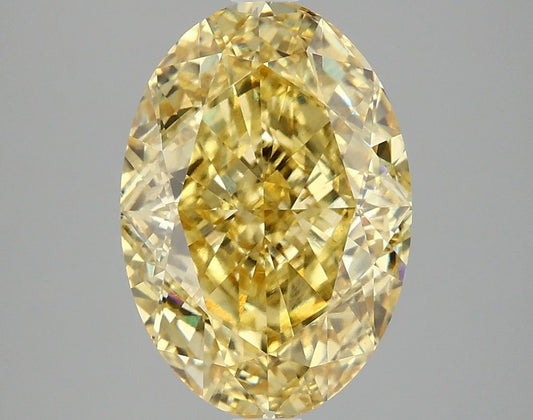 Lab-Grown Oval Diamond - 4.01 Carats, Fancy Vivid Yellow Color, VS2 Clarity - Certified by IGI - Report Number: LG671484199