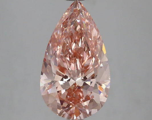 Lab-Grown Pear Diamond - 2.99 Carats, Fancy Vivid Pink Color, VS2 Clarity - Certified by IGI - Report Number: LG614323299