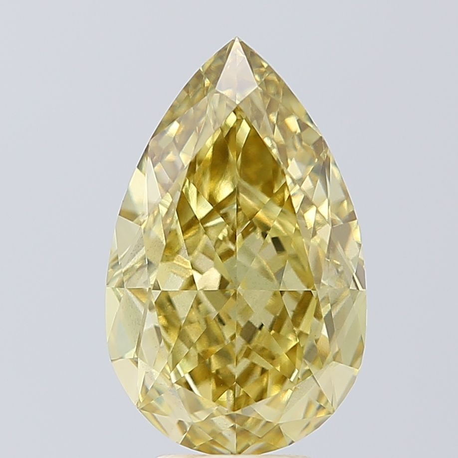 Lab-Grown Pear Diamond - 6.1 Carats, Fancy Intense Gray Yellow Color, VS1 Clarity - Certified by IGI - Report Number: 629486117