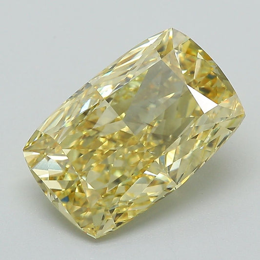 Lab-Grown Cushion Diamond - 4.02 Carats, Fancy Vivid Yellow Color, VS2 Clarity - Certified by IGI - Report Number: 631431557