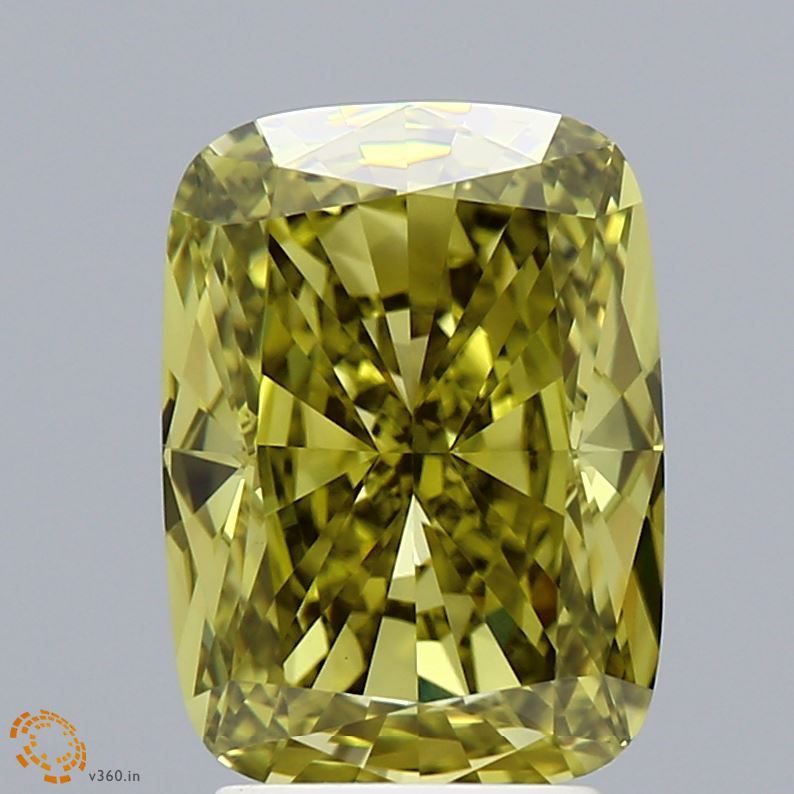 Lab-Grown Cushion Diamond - 4.03 Carats, Fancy Vivid Yellow Color, VVS2 Clarity - Certified by IGI - Report Number: 604318301