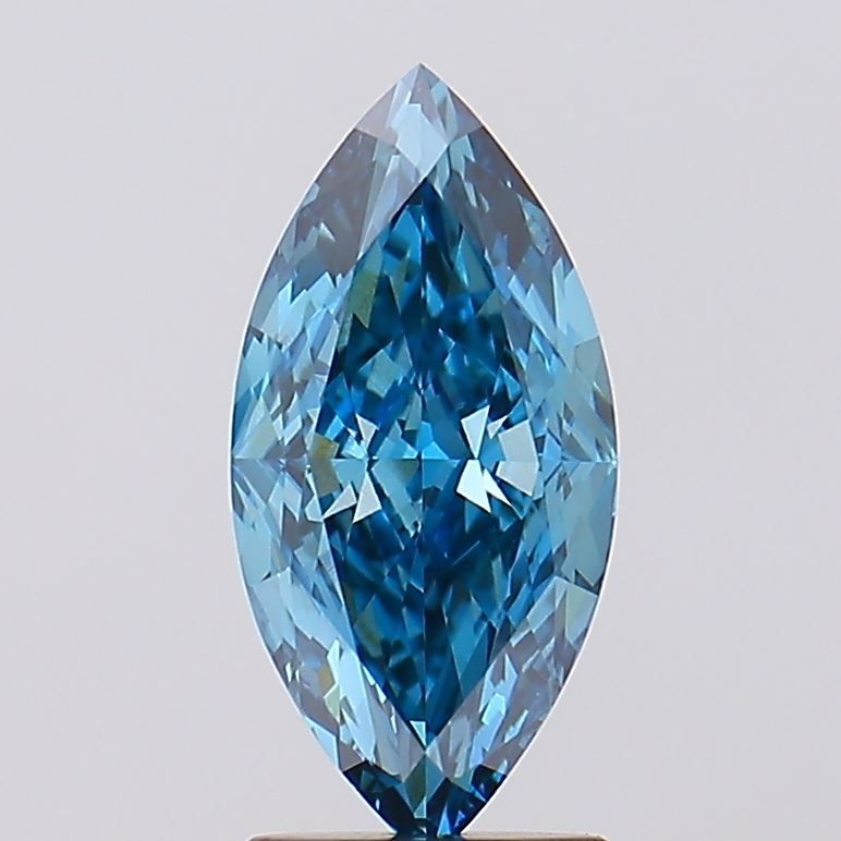 Lab-Grown Marquise Diamond - 2.5 Carats, Fancy Vivid Blue Color, VVS2 Clarity - Certified by IGI - Report Number: LG628436287