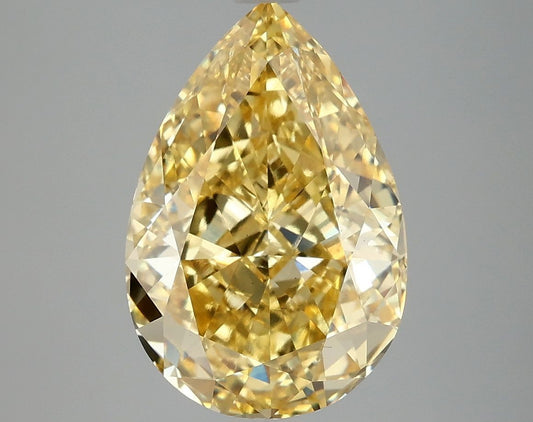 Lab-Grown Pear Diamond - 5.02 Carats, Fancy Vivid Yellow Color, VS2 Clarity - Certified by IGI - Report Number: LG668454715