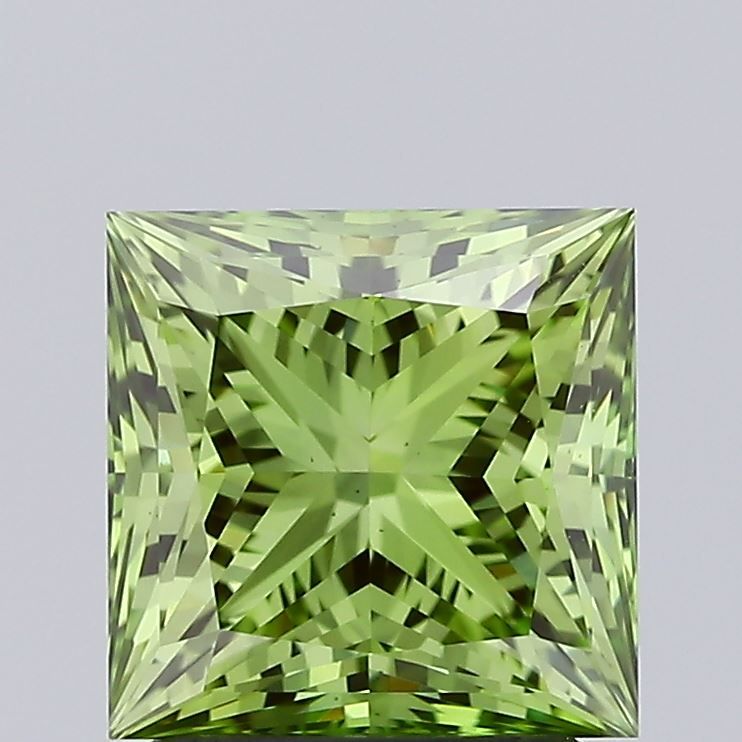 Lab-Grown Princess Diamond - 2.02 Carats, Fancy Vivid Green Color, VS1 Clarity - Certified by IGI - Report Number: LG637444631