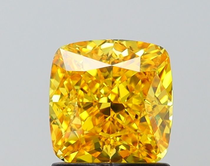 Lab-Grown Cushion Diamond - 1.52 Carats, Fancy Vivid Yellow Color, VS1 Clarity - Certified by IGI - Report Number: LG641477380