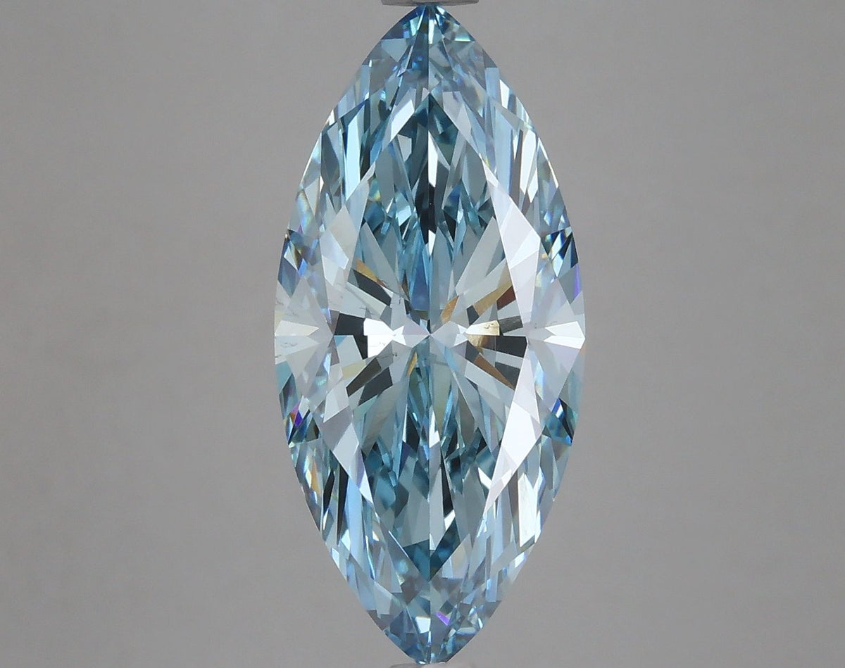 Lab-Grown Marquise Diamond - 3.97 Carats, Fancy Vivid Blue Color, VS1 Clarity - Certified by IGI - Report Number: LG633474385
