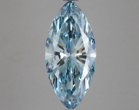 Lab-Grown Marquise Diamond - 3.97 Carats, Fancy Vivid Blue Color, VS1 Clarity - Certified by IGI - Report Number: LG633474385