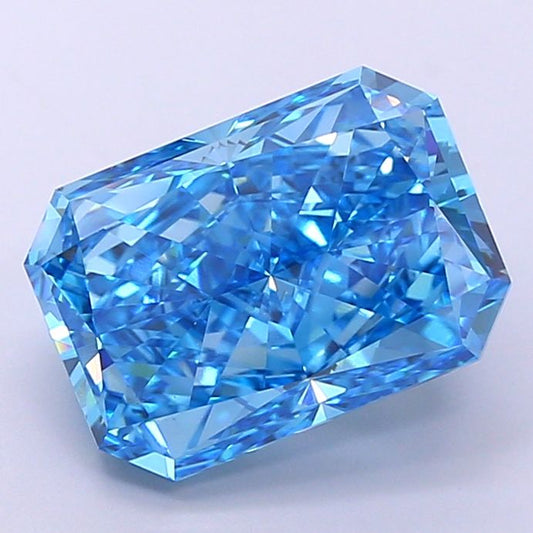 Lab-Grown Radiant Diamond - 8.01 Carats, Fancy Vivid Blue Color, VS1 Clarity - Certified by IGI - Report Number: LG683568196
