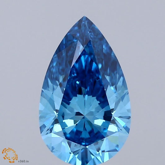 Lab-Grown Pear Diamond - 2.03 Carats, Fancy Vivid Blue Color, VS2 Clarity - Certified by IGI - Report Number: LG671462705