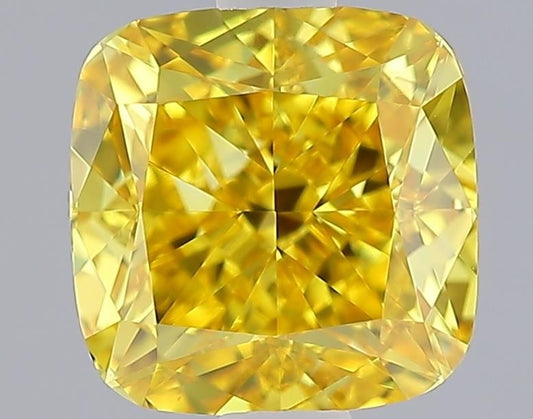 Lab-Grown Cushion Diamond - 1.51 Carats, Fancy Vivid Yellow Color, VVS2 Clarity - Certified by IGI - Report Number: LG643411286