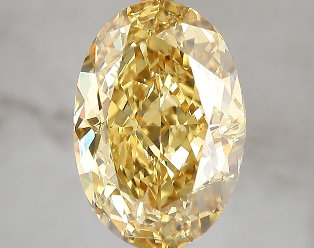 Lab-Grown Oval Diamond - 4.53 Carats, Fancy Vivid Yellow Color, VS2 Clarity - Certified by IGI - Report Number: LG671493376