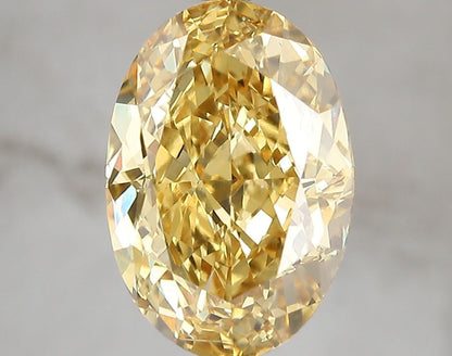 Lab-Grown Oval Diamond - 4.53 Carats, Fancy Vivid Yellow Color, VS2 Clarity - Certified by IGI - Report Number: LG671493376