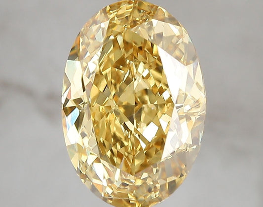 Lab-Grown Oval Diamond - 4.53 Carats, Fancy Vivid Yellow Color, VS2 Clarity - Certified by IGI - Report Number: LG671493376