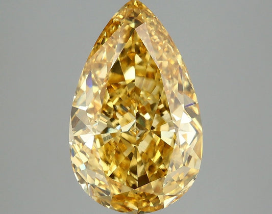Lab-Grown Pear Diamond - 4.93 Carats, Fancy Vivid Yellow Color, VS1 Clarity - Certified by IGI - Report Number: LG660418734