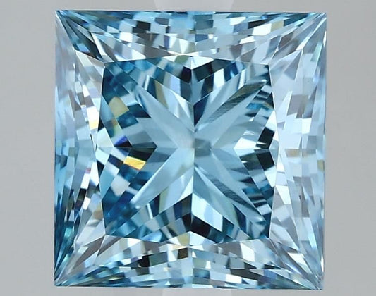 Lab-Grown Princess Diamond - 3.05 Carats, Fancy Vivid Blue Color, VS1 Clarity - Certified by IGI - Report Number: LG614395735