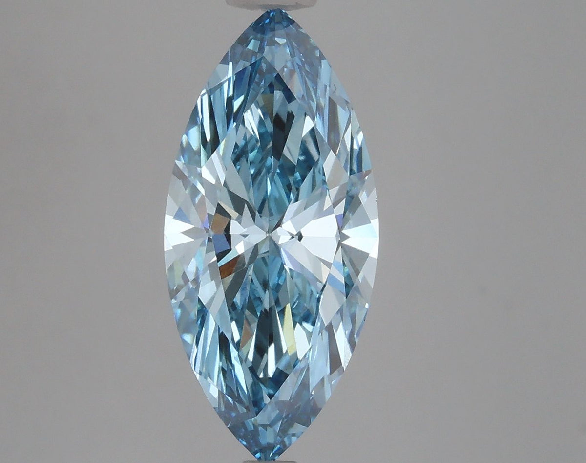 Lab-Grown Marquise Diamond - 3.05 Carats, Fancy Vivid Blue Color, VS1 Clarity - Certified by IGI - Report Number: LG629419589
