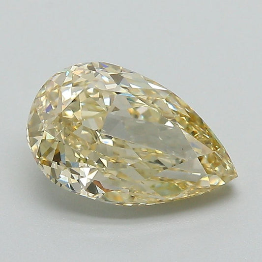 Lab-Grown Pear Diamond - 2.01 Carats, Fancy Yellow Color, VS2 Clarity - Certified by IGI - Report Number: LG655422988