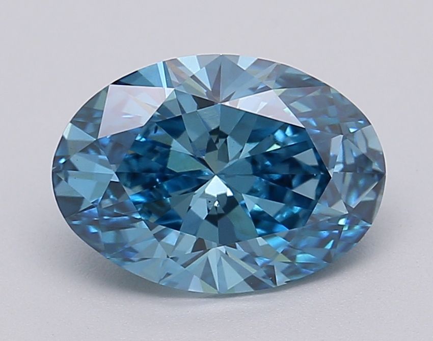 Lab-Grown Oval Diamond - 1.53 Carats, Fancy Vivid Blue Color, VS1 Clarity - Certified by IGI - Report Number: LG613349409