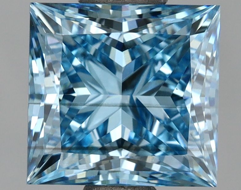 Lab-Grown Princess Diamond - 1.61 Carats, Fancy Vivid Blue Color, VS2 Clarity - Certified by IGI - Report Number: LG670472993