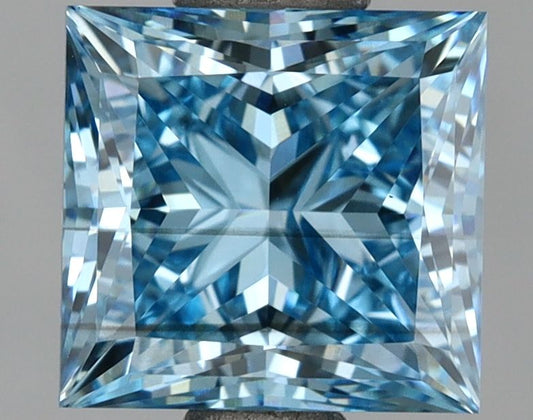 Lab-Grown Princess Diamond - 1.61 Carats, Fancy Vivid Blue Color, VS2 Clarity - Certified by IGI - Report Number: LG670472993