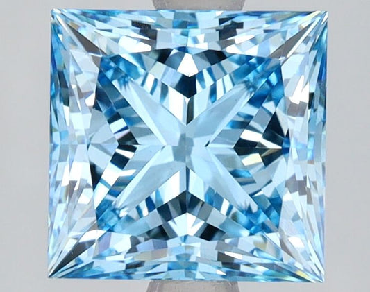 Lab-Grown Princess Diamond - 2.52 Carats, Fancy Vivid Blue Color, VS1 Clarity - Certified by IGI - Report Number: LG623435905