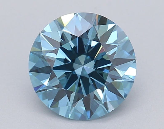 Lab-Grown Round Diamond - 1.44 Carats, Fancy Vivid Blue Color, VS2 Clarity - Certified by IGI - Report Number: LG615361309