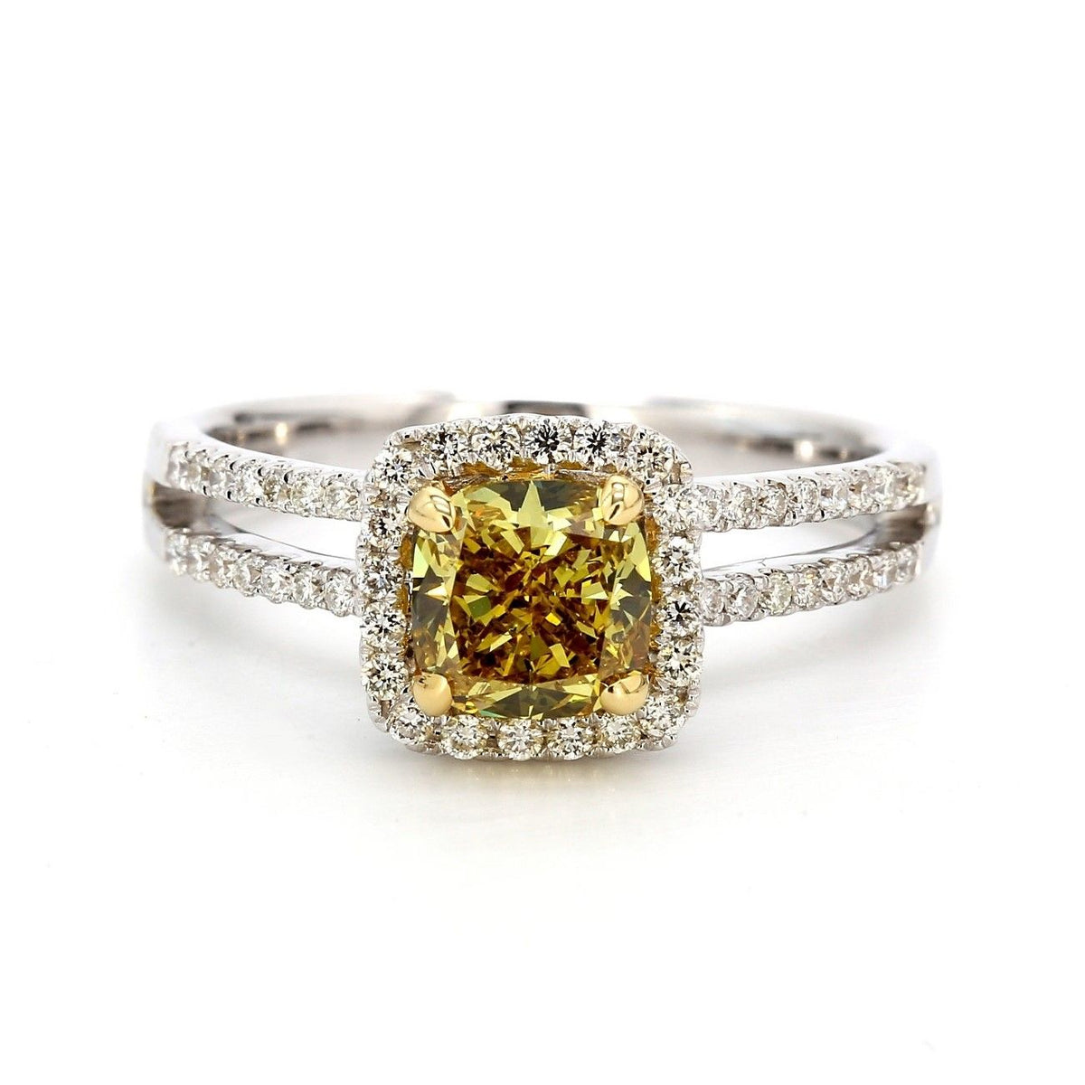 Cushion Brilliant 1.02ct Fancy Deep Brownish Greenish Yellow SI2 - Cut • GIA • 2173065786