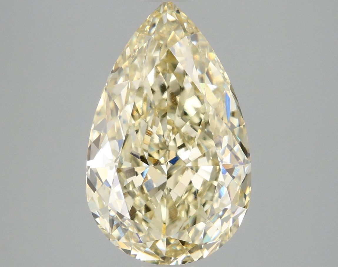 Lab-Grown Pear Diamond - 4.09 Carats, Fancy Yellow Color, VVS2 Clarity - Certified by IGI - Report Number: LG670475337