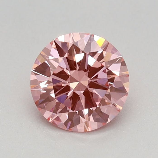 Lab-Grown Round Diamond - 0.51 Carats, Fancy Vivid Pink Color, VVS2 Clarity - Certified by IGI - Report Number: LG674552651