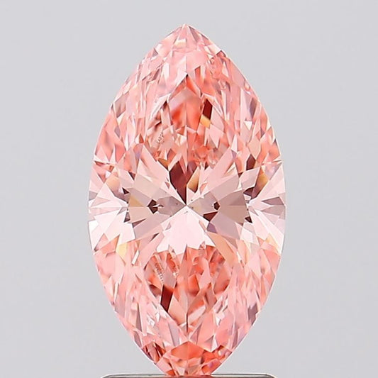Lab-Grown Marquise Diamond - 1.84 Carats, Fancy Vivid Pink Color, VS2 Clarity - Certified by IGI - Report Number: LG553227869