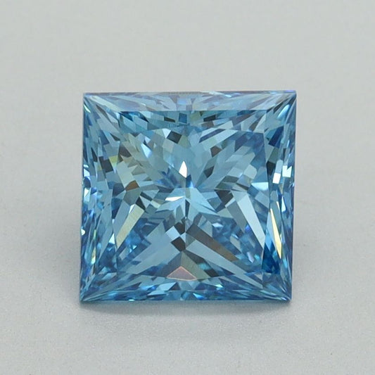 Lab-Grown Princess Diamond - 1.54 Carats, Fancy Vivid Blue Color, VVS2 Clarity - Certified by IGI - Report Number: LG644442192