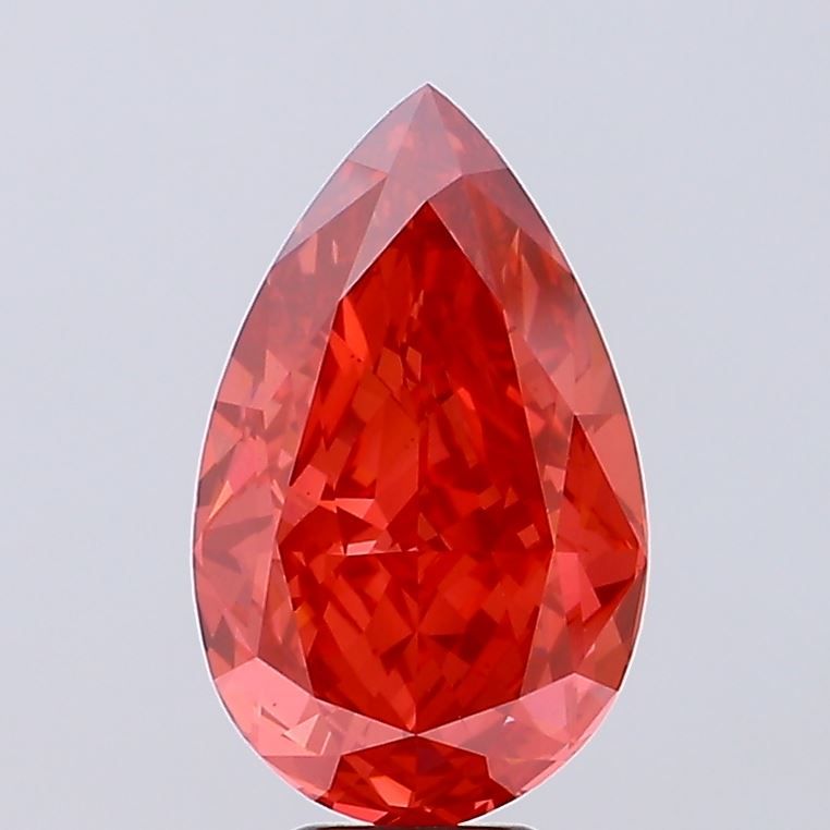 Lab-Grown Pear Diamond - 7.54 Carats, Fancy Vivid Red Color, VS1 Clarity - Certified by IGI - Report Number: LG646473418