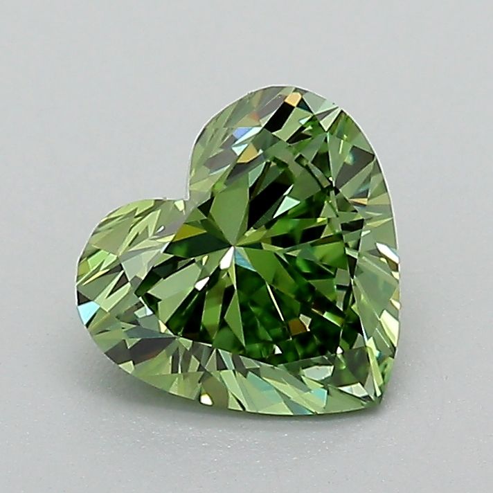 Lab-Grown Heart Diamond - 1.03 Carats, Fancy Vivid Green Color, VVS2 Clarity - Certified by IGI - Report Number: LG651494380
