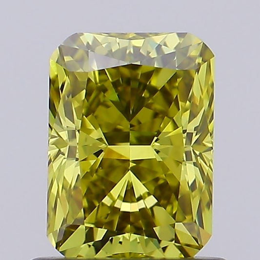 Lab-Grown Radiant Diamond - 0.92 Carats, Fancy Vivid Greenish Yellow Color, VS1 Clarity - Certified by IGI - Report Number: LG632471981