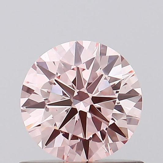 Lab-Grown Round Diamond - 0.63 Carats, Fancy Pink Color, VS1 Clarity - Certified by IGI - Report Number: LG689580154