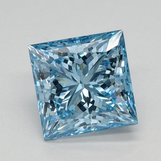 Lab-Grown Princess Diamond - 1.04 Carats, Fancy Vivid Blue Color, VS1 Clarity - Certified by IGI - Report Number: LG613350721