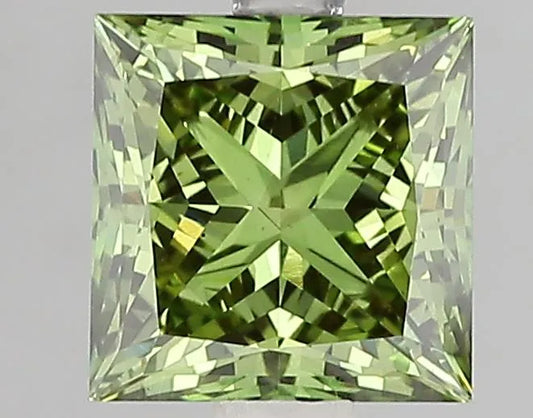 Diamant Princesse de 2,52 ct (couleur vert vif fantaisie, pureté VS1, certifié IGI)