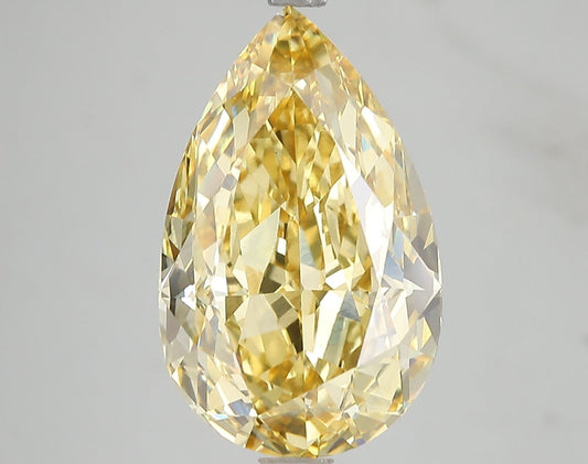 Lab-Grown Pear Diamond - 7.18 Carats, Fancy Vivid Yellow Color, VS1 Clarity - Certified by IGI - Report Number: LG671478726