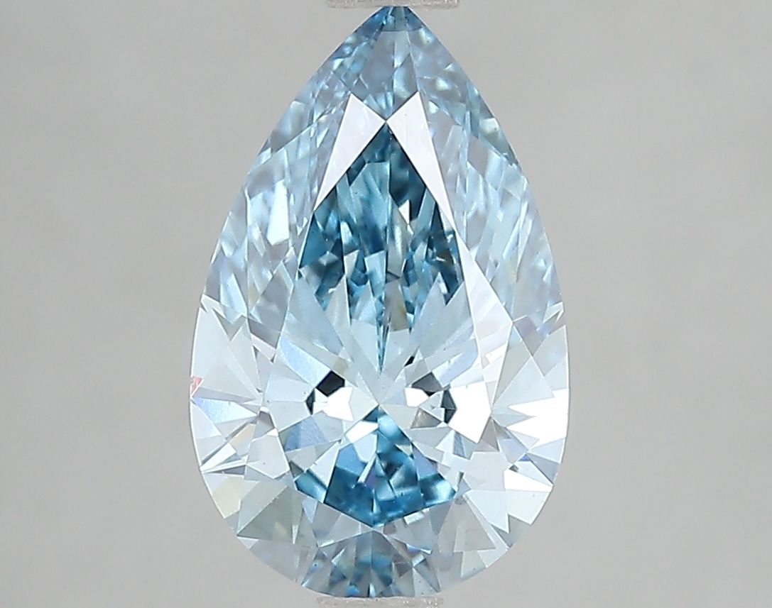 Lab-Grown Pear Diamond - 2.49 Carats, Fancy Vivid Blue Color, VS1 Clarity - Certified by IGI - Report Number: LG666432374