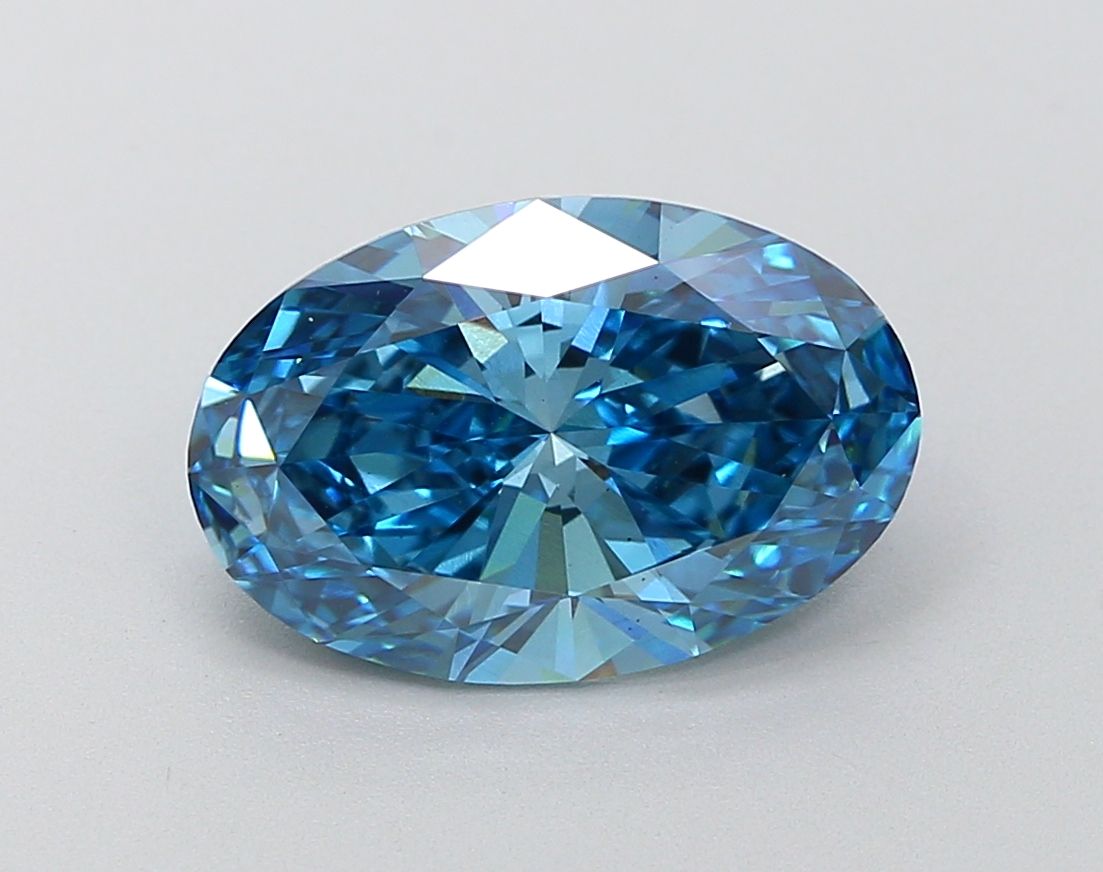 Lab-Grown Oval Diamond - 3.51 Carats, Fancy Vivid Blue Color, VS1 Clarity - Certified by IGI - Report Number: LG648408550