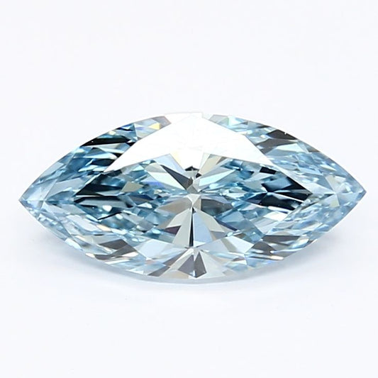 Lab-Grown Marquise Diamond - 1.15 Carats, Fancy Vivid Blue Color, VVS2 Clarity - Certified by IGI - Report Number: LG626498191