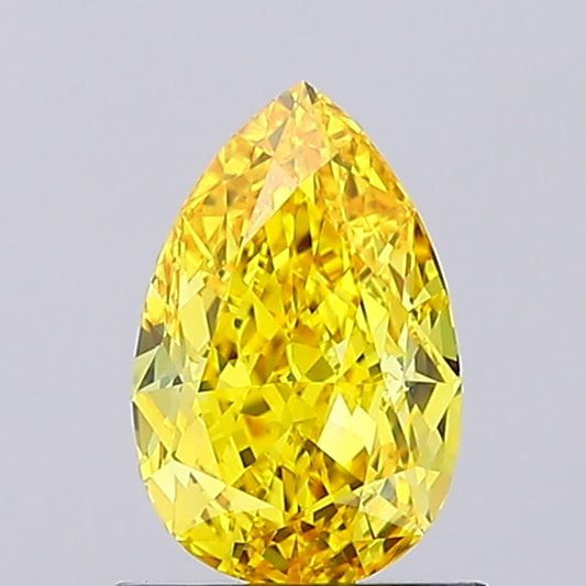 Lab-Grown Pear Diamond - 1.05 Carats, Fancy Vivid Yellow Color, VVS1 Clarity - Certified by IGI - Report Number: LG673415344
