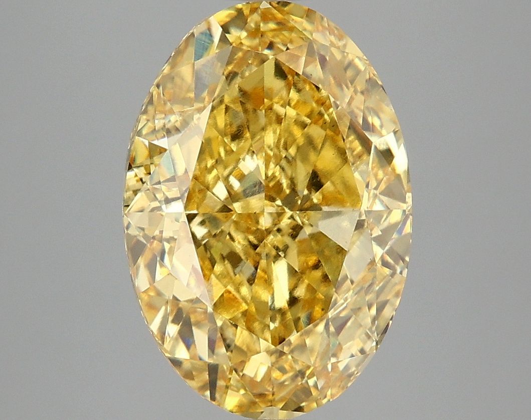 Lab-Grown Oval Diamond - 4.96 Carats, Fancy Vivid Yellow Color, VS1 Clarity - Certified by IGI - Report Number: LG671440735