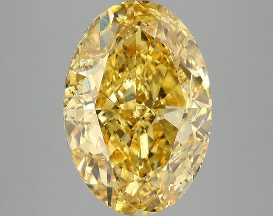 Lab-Grown Oval Diamond - 4.96 Carats, Fancy Vivid Yellow Color, VS1 Clarity - Certified by IGI - Report Number: LG671440735