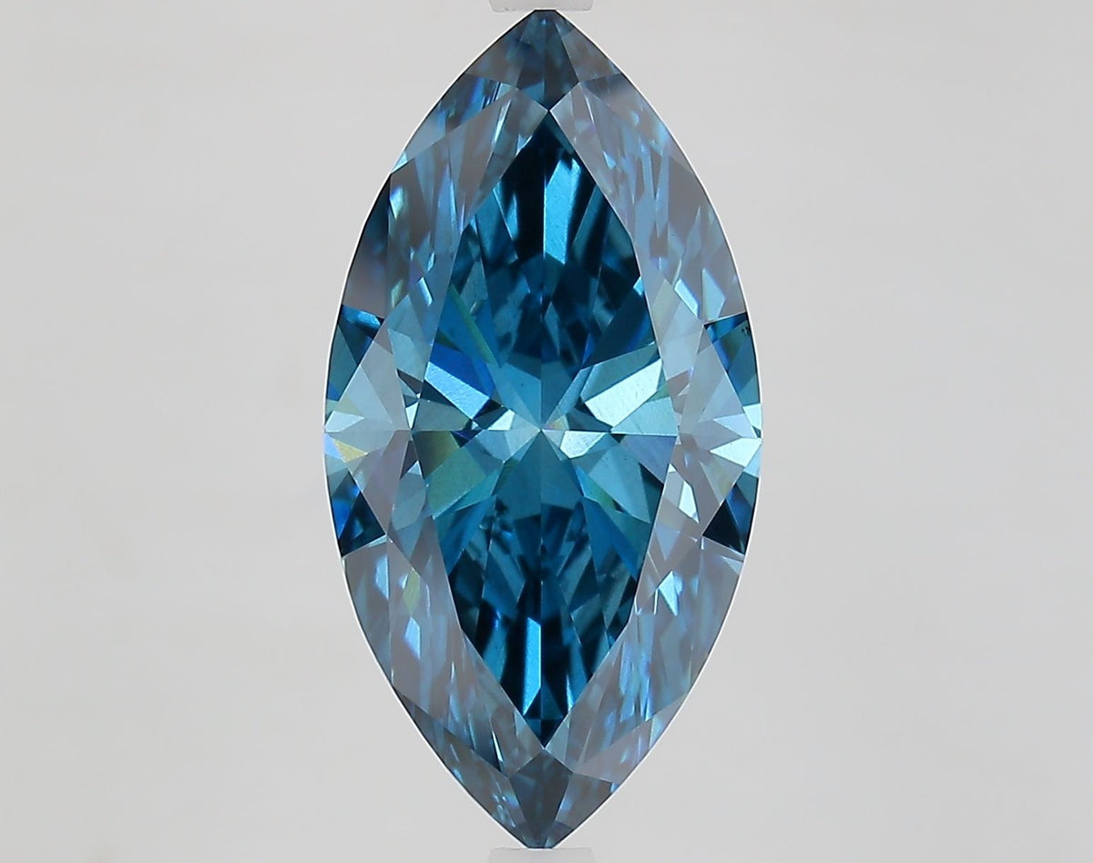 Lab-Grown Marquise Diamond - 5.52 Carats, Fancy Vivid Blue Color, VS2 Clarity - Certified by IGI - Report Number: LG683583766