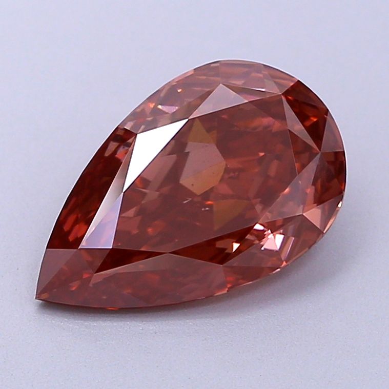 Lab-Grown Pear Diamond - 2.46 Carats, Fancy Vivid Brownish Pink Color, VS2 Clarity - Certified by IGI - Report Number: LG649496417