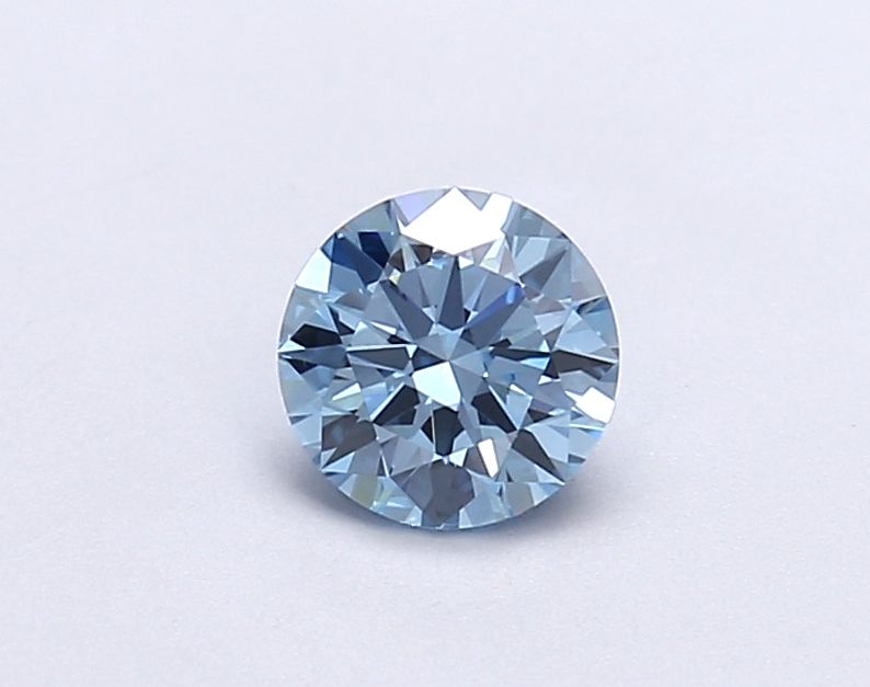 Lab-Grown Round Diamond - 0.6 Carats, Fancy Vivid Blue Color, VS1 Clarity - Certified by IGI - Report Number: LG677505790
