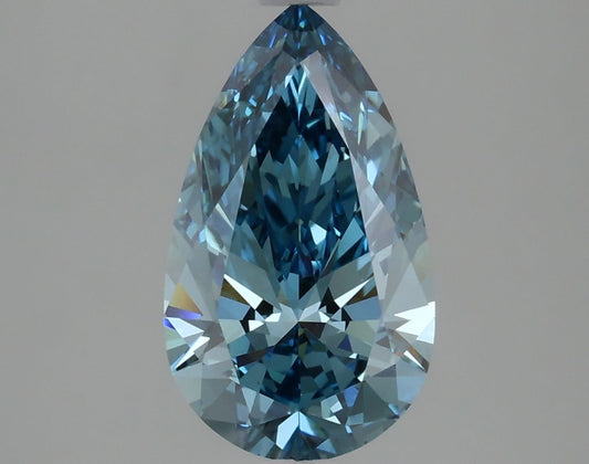 Lab-Grown Pear Diamond - 2.1 Carats, Fancy Vivid Blue Color, VS1 Clarity - Certified by IGI - Report Number: LG621451351