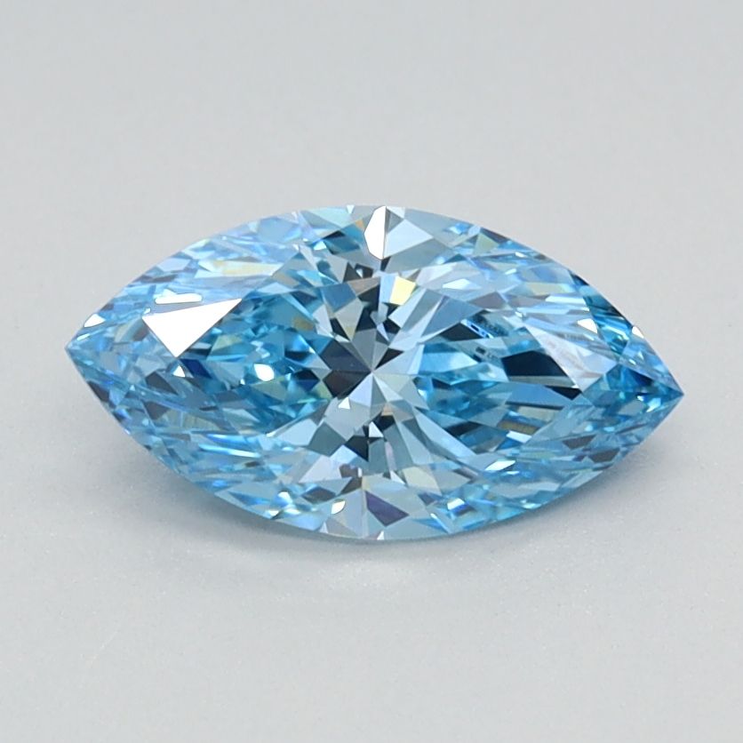Lab-Grown Marquise Diamond - 0.75 Carats, Fancy Vivid Blue Color, VVS2 Clarity - Certified by IGI - Report Number: LG626424622